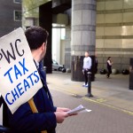 Photos from the Protest outside PwC 1 Embankment Place, part of the Global week of action for tax justice