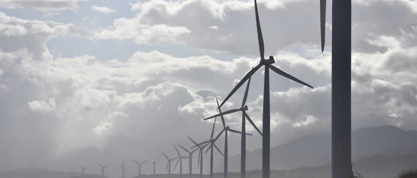 windfarm A line of wind turbines along a cost
