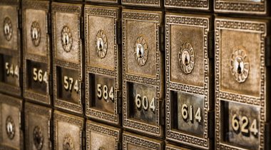 bank deposit boxes Rows of bank deposit boxes